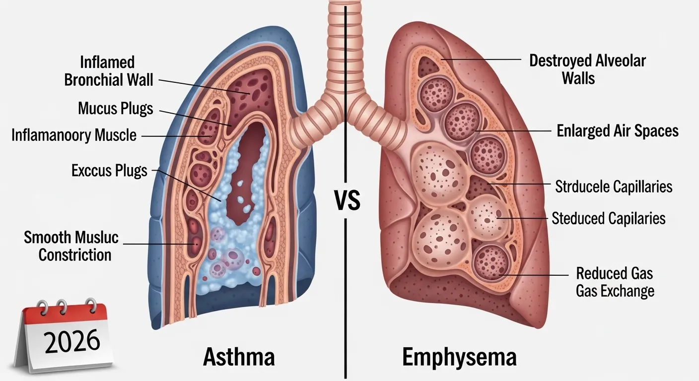 difference between asthma and emphysema