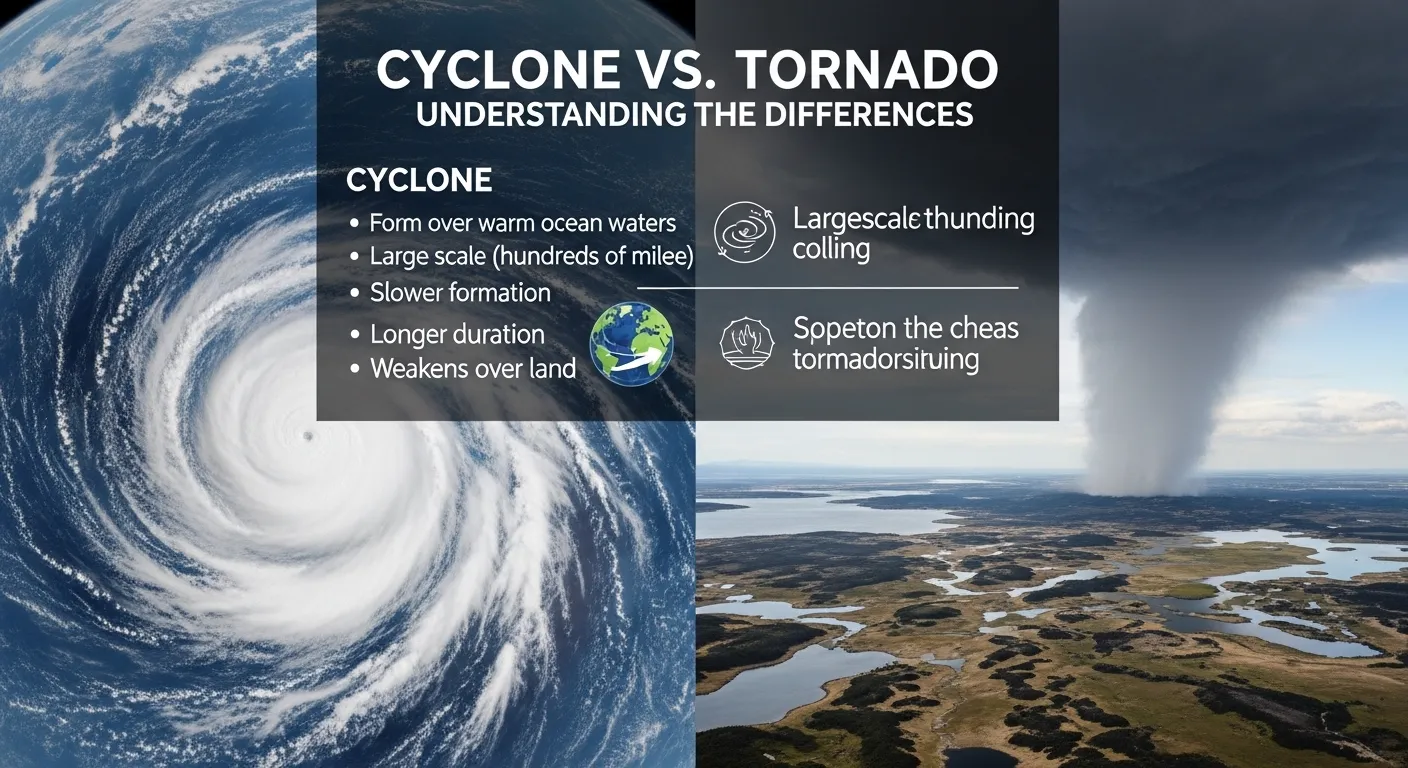 difference between cyclone and tornado