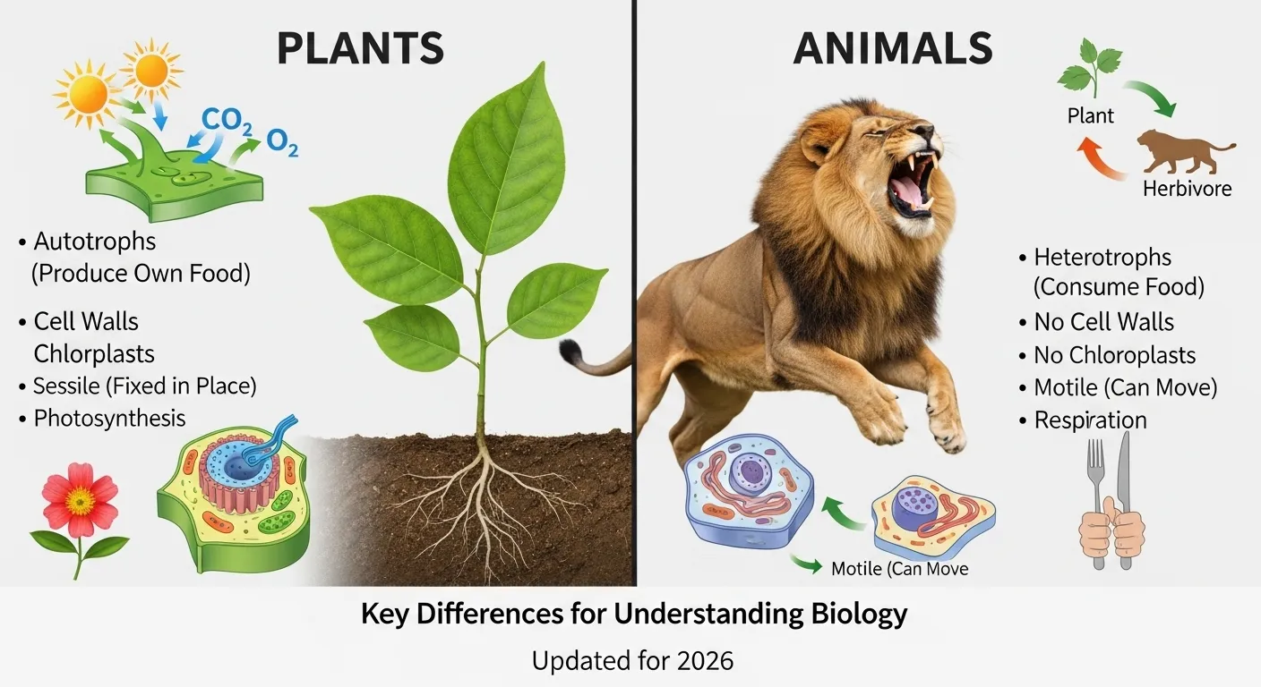 difference between plants and animals