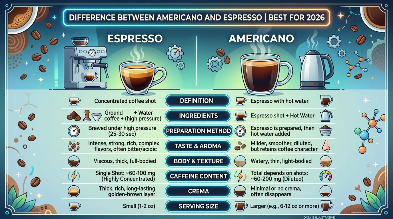 difference between americano and espresso
