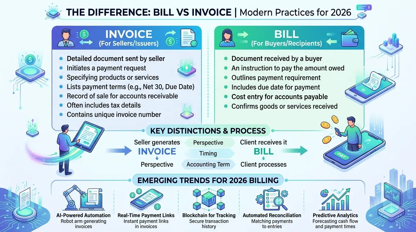 difference between bill and invoice