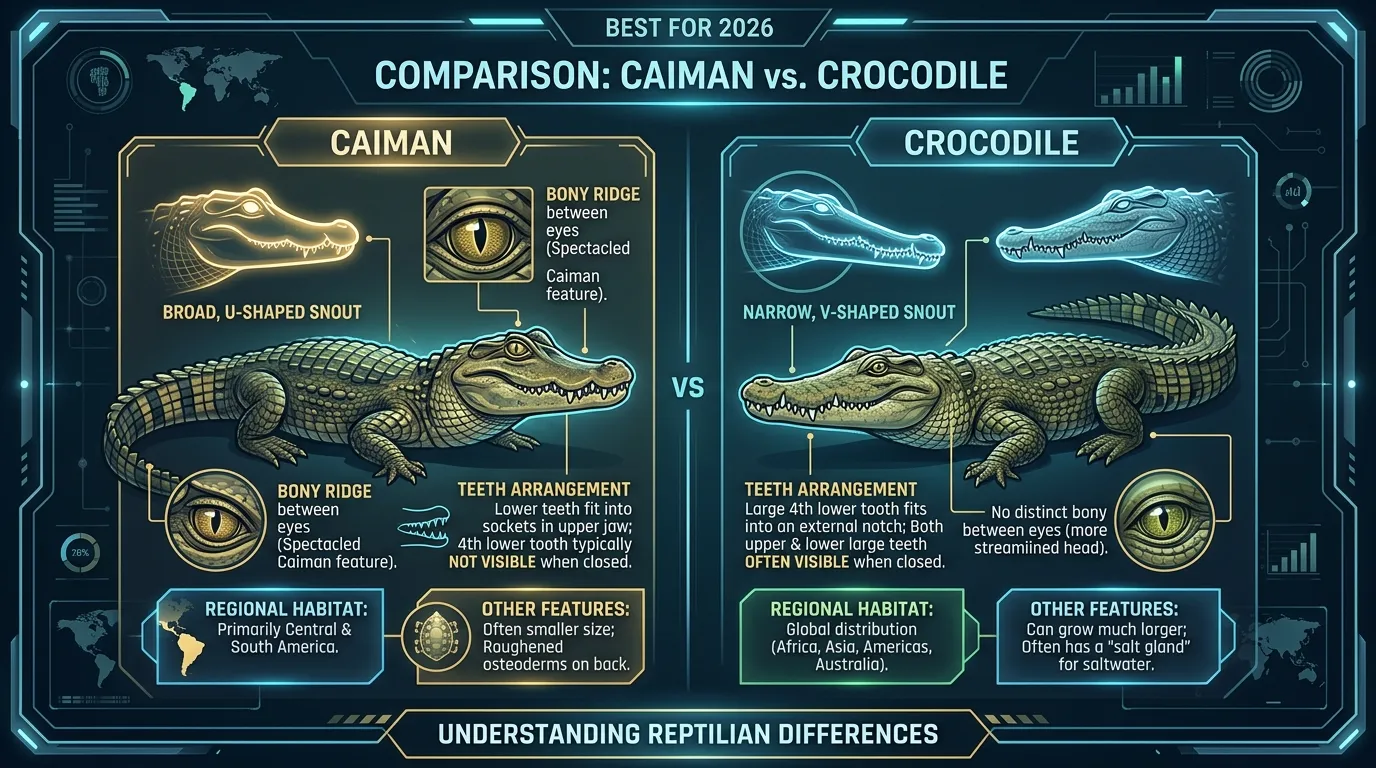 difference between caiman and crocodile