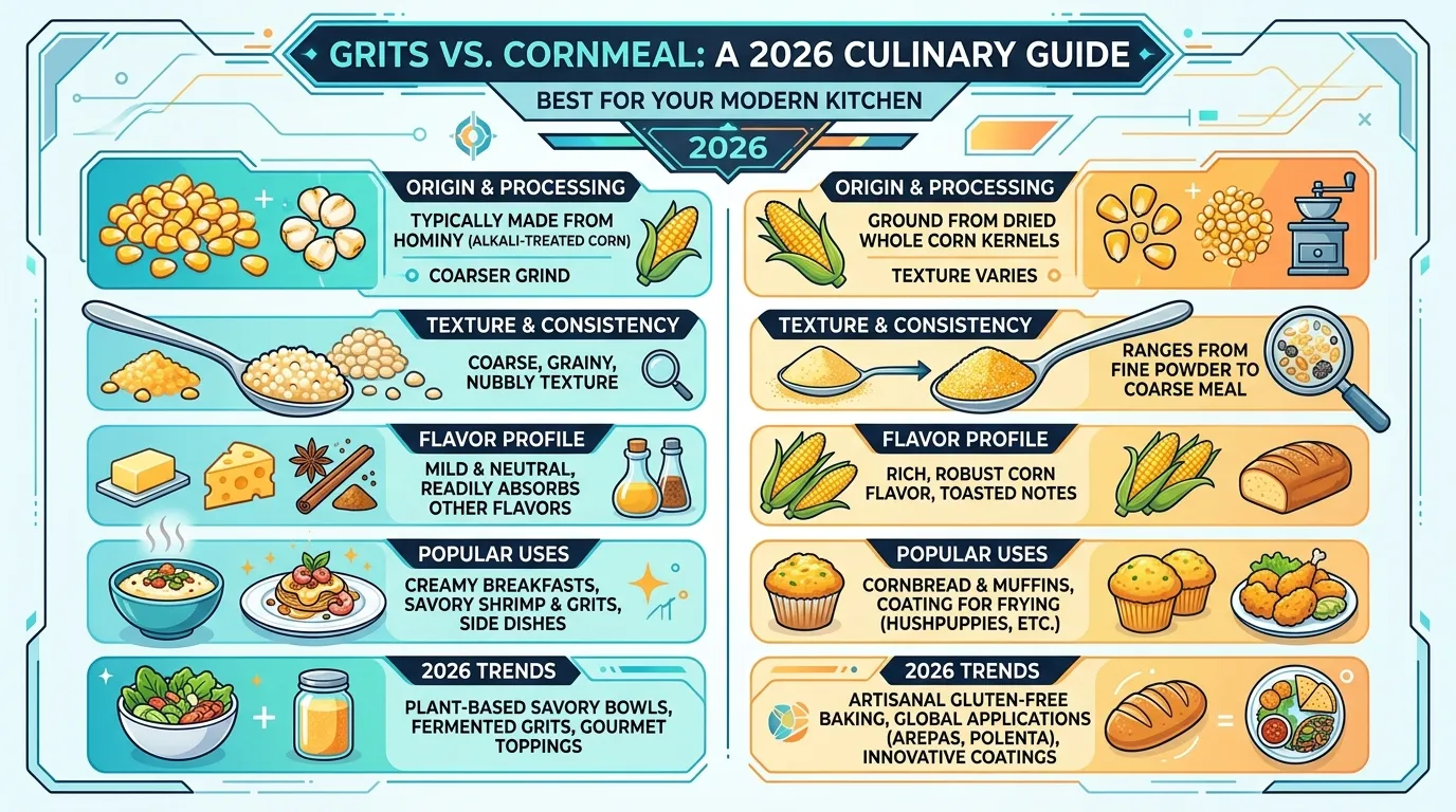 difference between grits and cornmeal