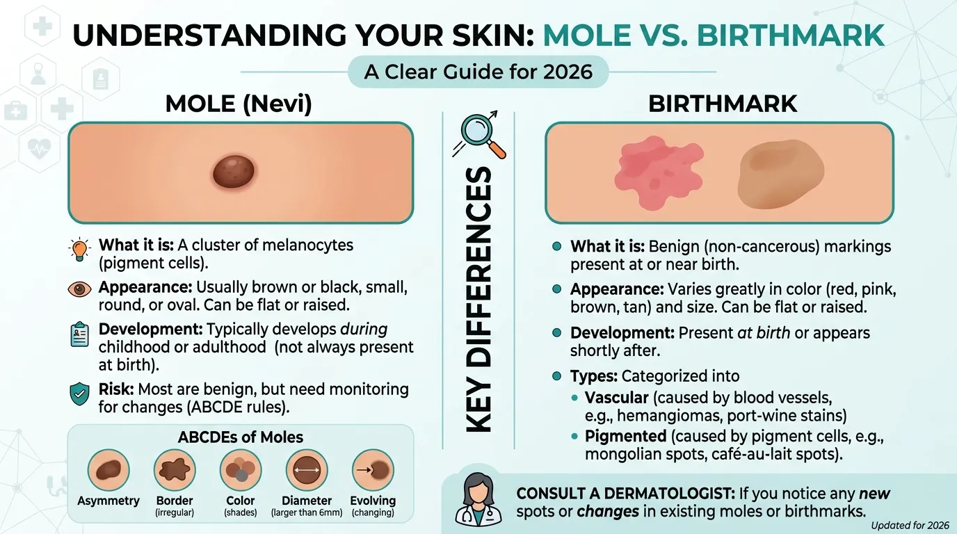 difference between mole and birthmark