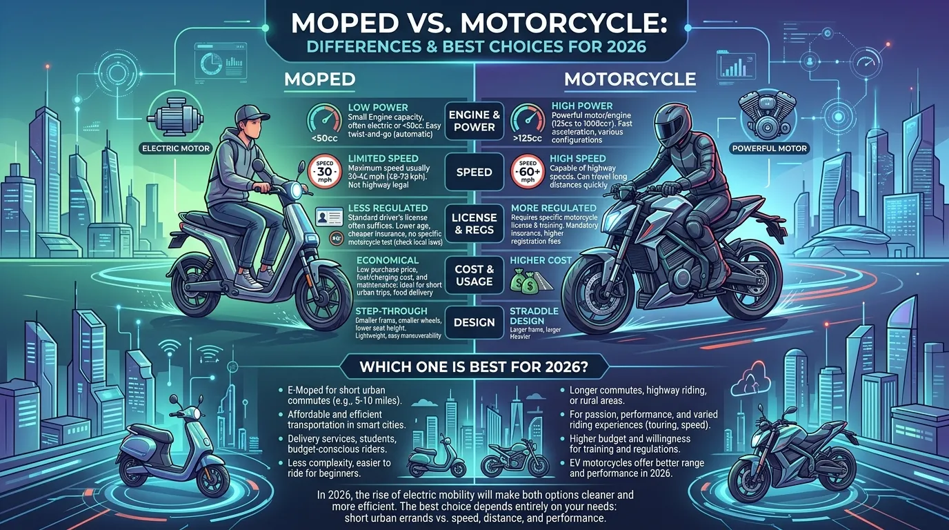 difference between moped and motorcycle