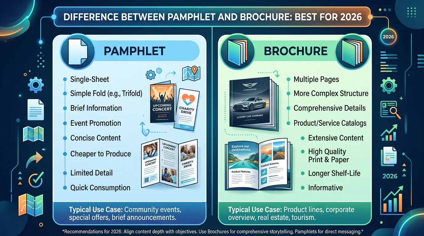 difference between pamphlet and brochure
