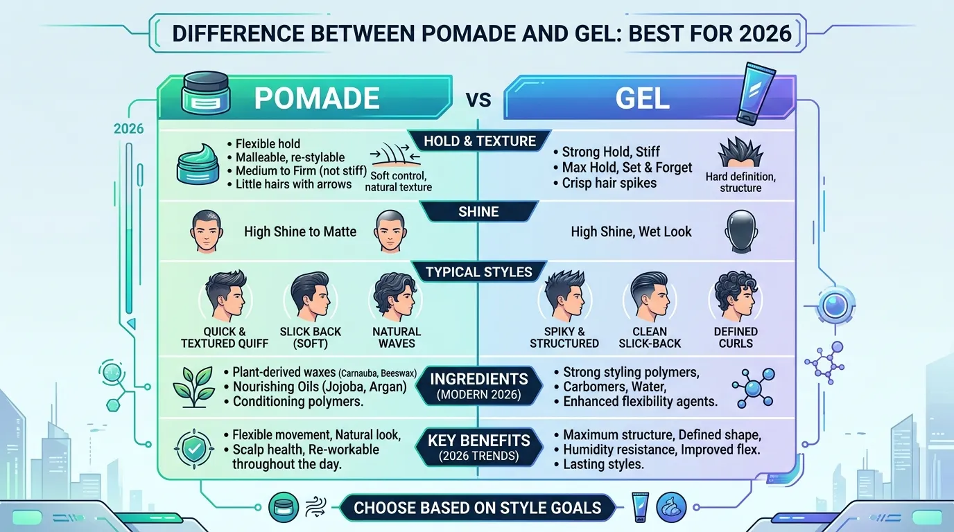 Difference Between Pomade and Gel