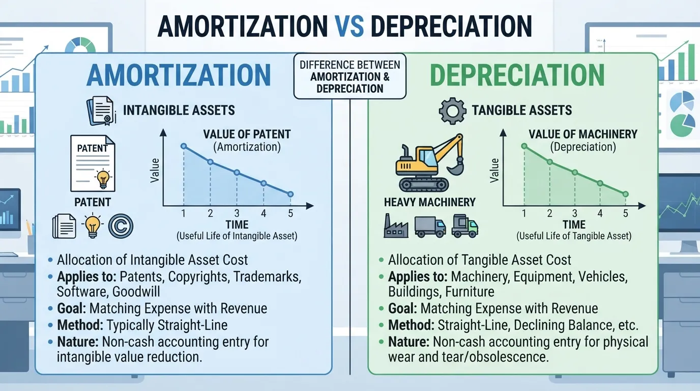 difference between amortization and depreciation