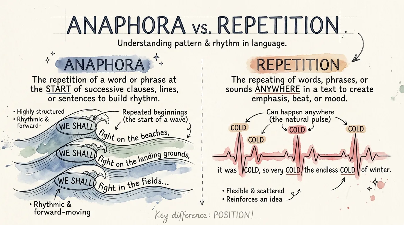 difference between anaphora and repetition