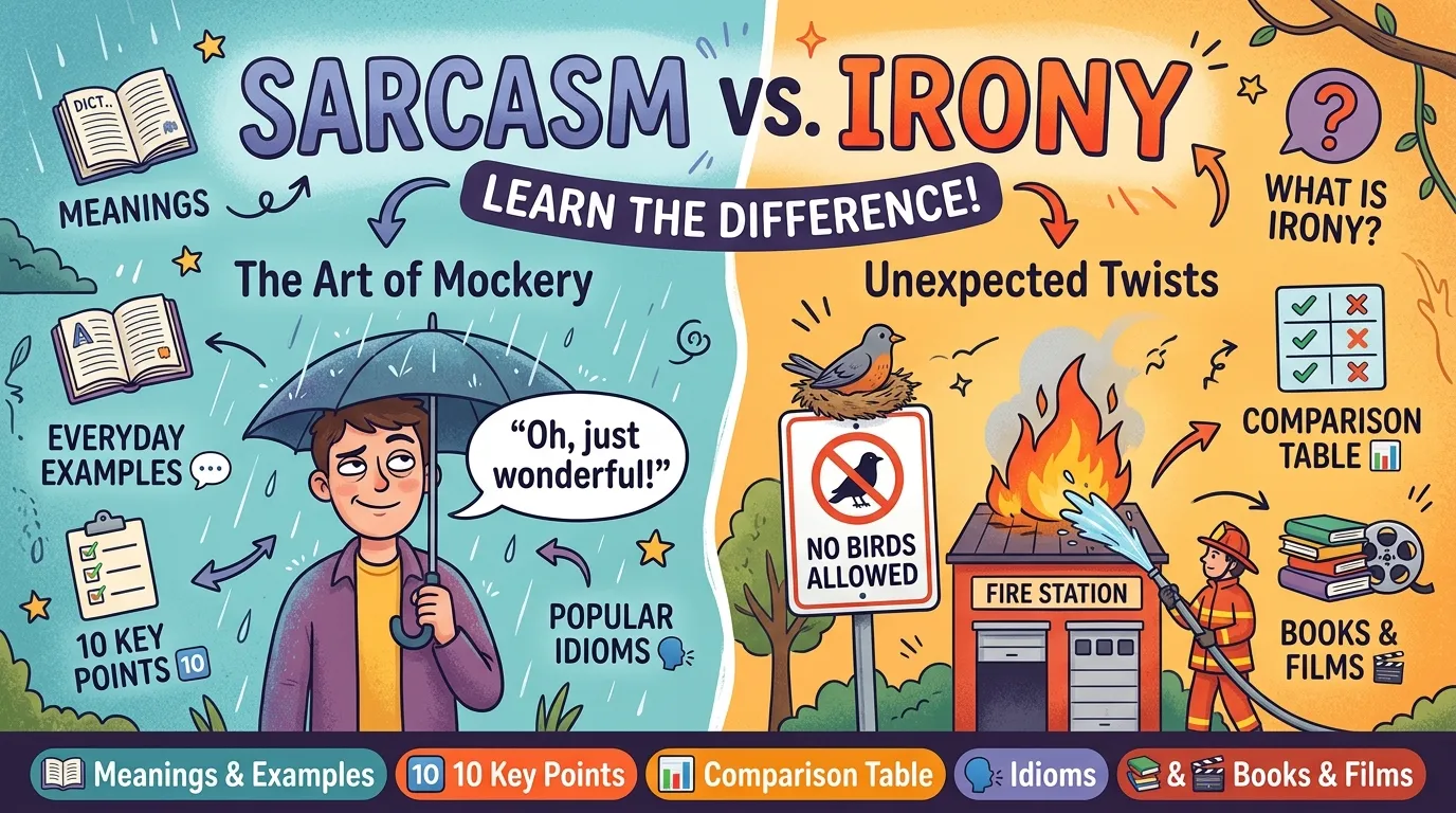 difference between sarcasm and irony