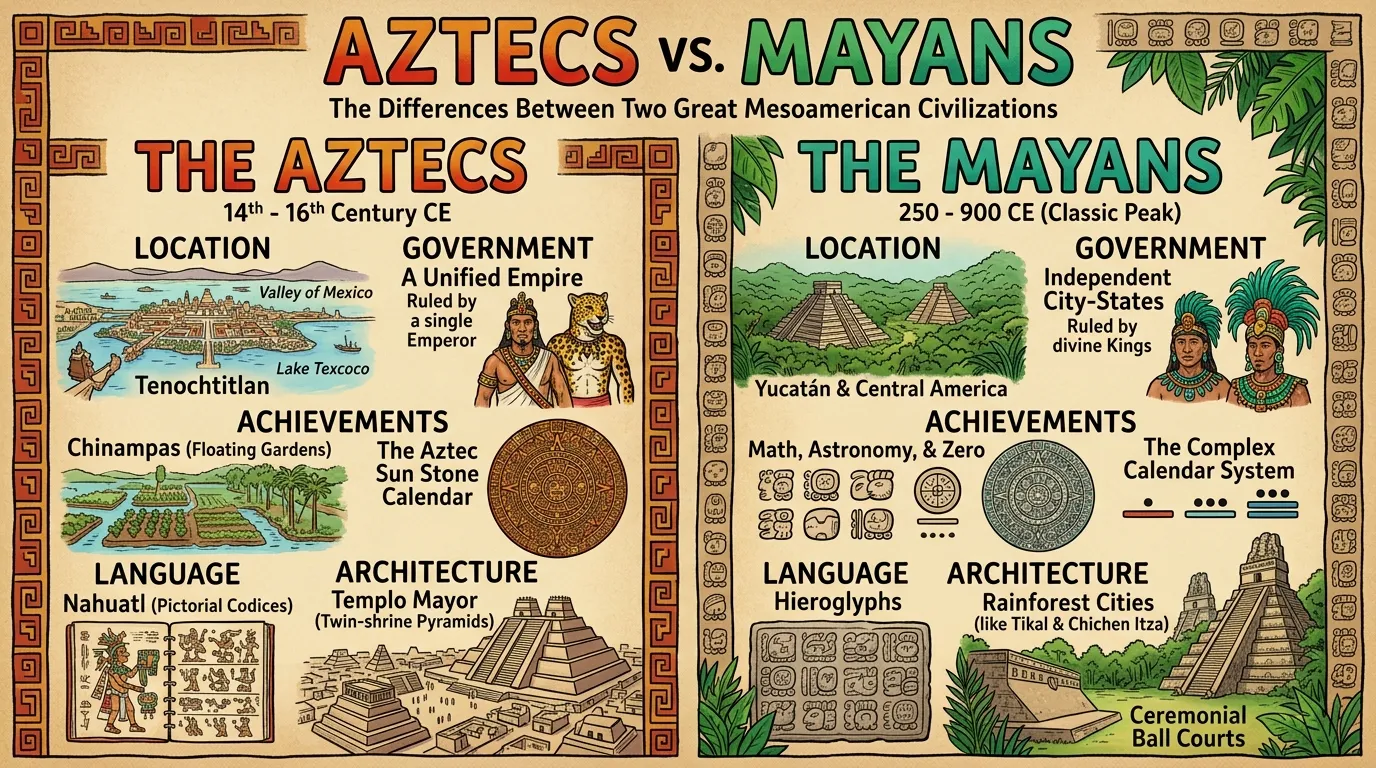 difference between aztecs and mayans